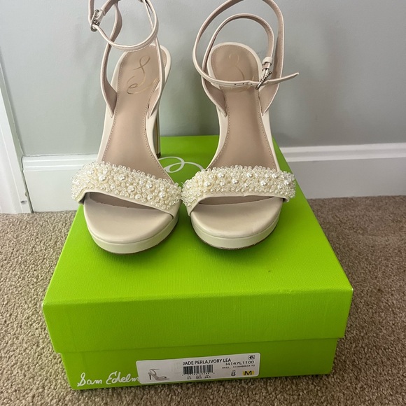 Sam Edelman Shoes - Sam Edelman Pearl Embellished Ivory Heels